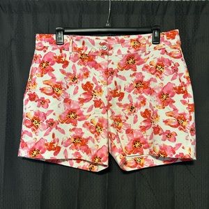 Isaac Mizrahi New York Pink & White Floral Print High Waist Women’s Short Sz 16